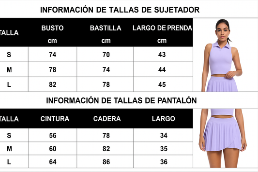 Conjunto Deportivo con Falda Plisada y Bolsillo